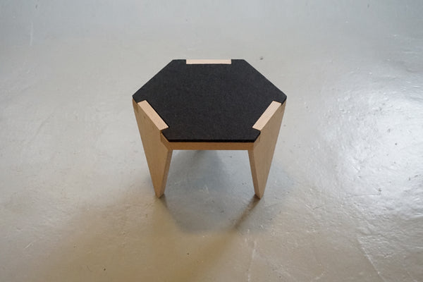 Hexa wood low stool