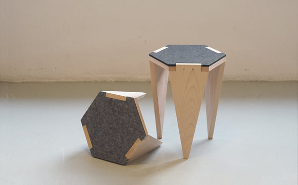 Hexa wood low stool